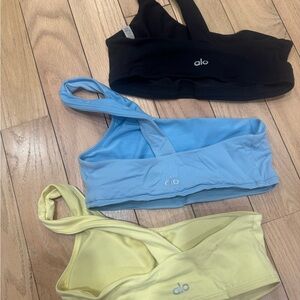 Alo Yoga Sports Bra Trio - Black, Blue, Yellow XS